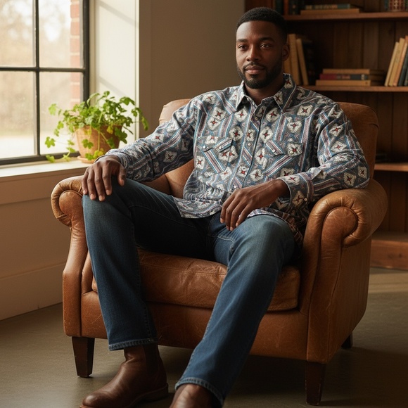 Rock N Roll Denim Western Shirt - Picture 3 of 7